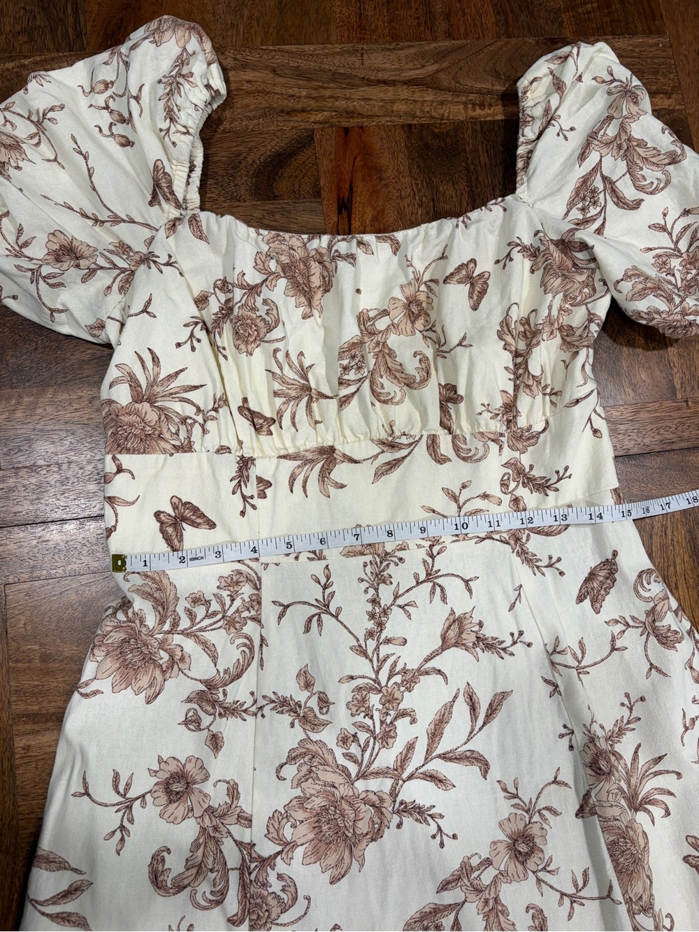 London Times Women’s Cream Maxi Dress with Brown Floral Print and Slit Sz 12 - Picture 11 of 14